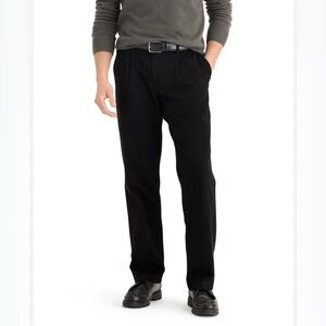 NWT DOCKERS Mens 36x32 Black Straight Flat Front Casual Work Pants Chinos Slacks